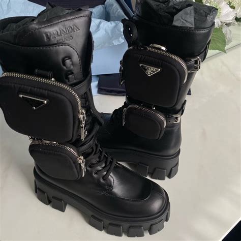 prada snow.boot|Prada combat boots with pouches.